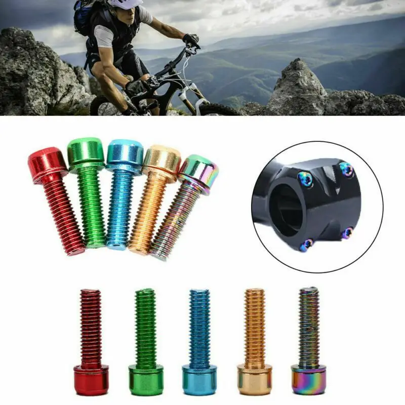

Handlebar Bolts Bike Stem 6Pcs MTB Bolt With Washer M5 Headset Pipe Screws