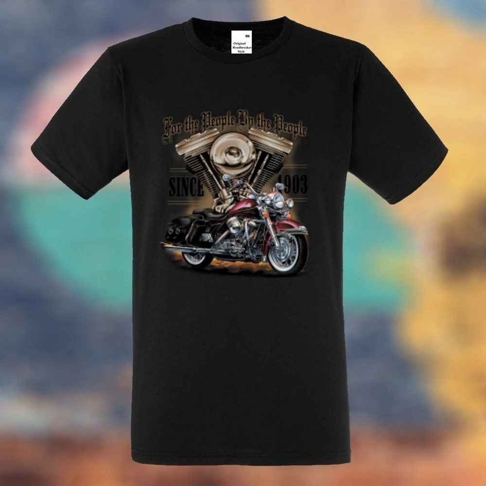Schwarz Vintage Biker Chopper Old School Motiv Modell New Fashion Casual Men T Shirts Printed Graphic Round Neck Cotton |