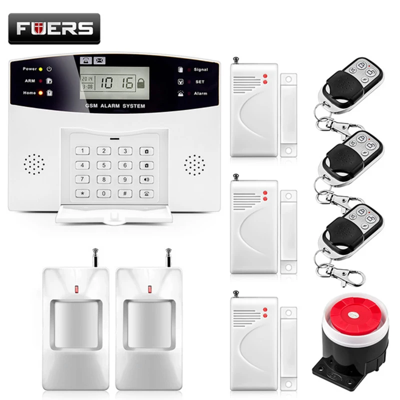 FUERS DP500 домашняя система охранной сигнализации металлический пульт дистанционного управления голосовой беспроводной дверной датчик ЖК-дисплей сирена комплект SIM SMS GSM сигнализация