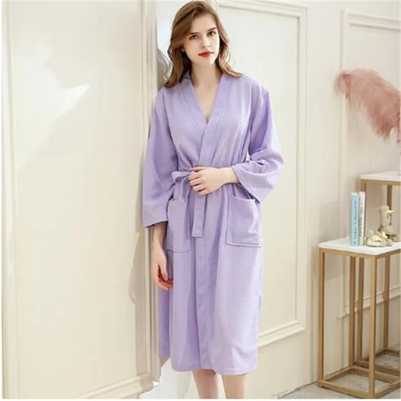 Вафельный Халат женский халат кимоно банный размера плюс сексуальный пеньюар