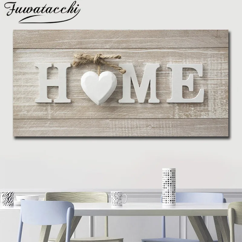 Современная картина маслом Fuwatacchi для дома простой постер с надписью Artword