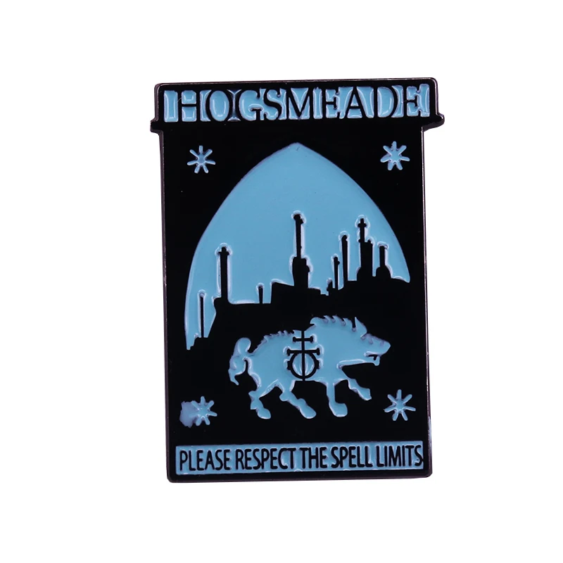 Посетите Hogsmeade брошь пожалуйста уважайте заклинание эмалированная булавка в стиле ретро для путешествий