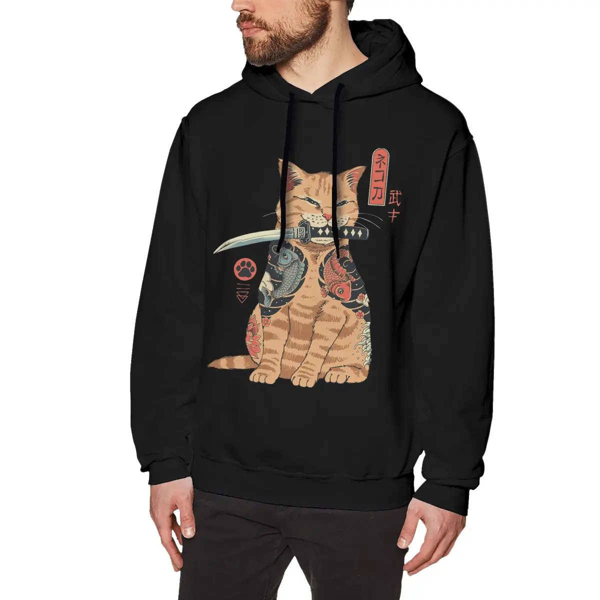 

Funny Cat Catana Love Cat Hoodies Man Leisure Hoodie Shirt 100% Cotton Grey Hooded Sweatshirt