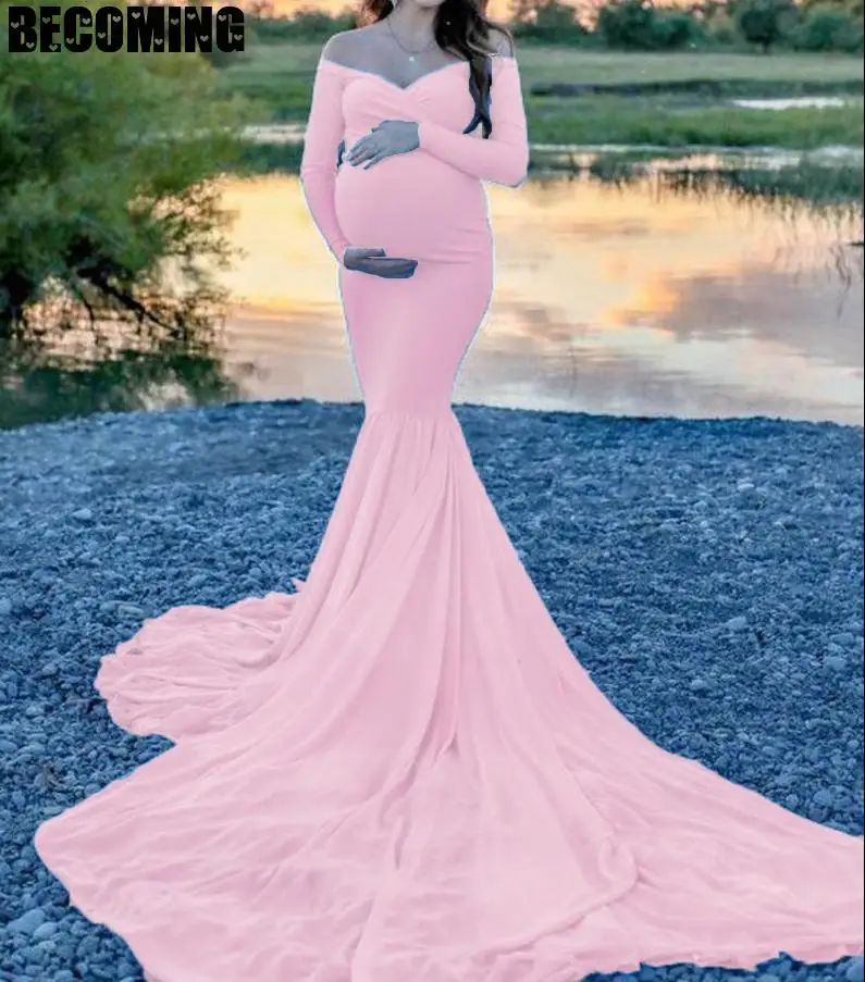 Платье для беременных с длинным рукавом и v образным вырезом платье макси