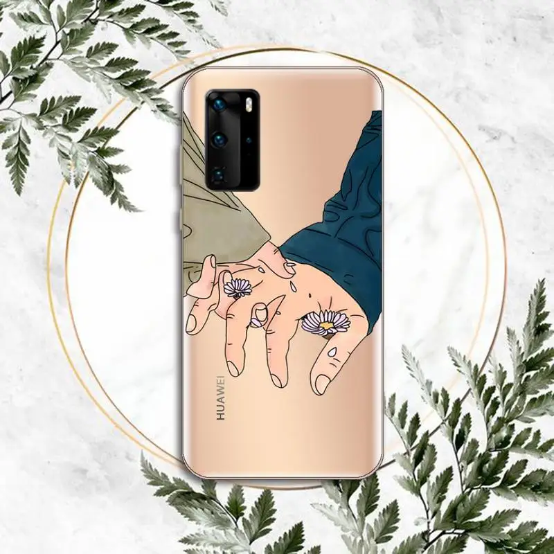 

Finger Art Aesthetic Hand Phone Case Transparent for huawei P 40 30 20 lite pro smart 2019 honor 8X 10i 10 cover