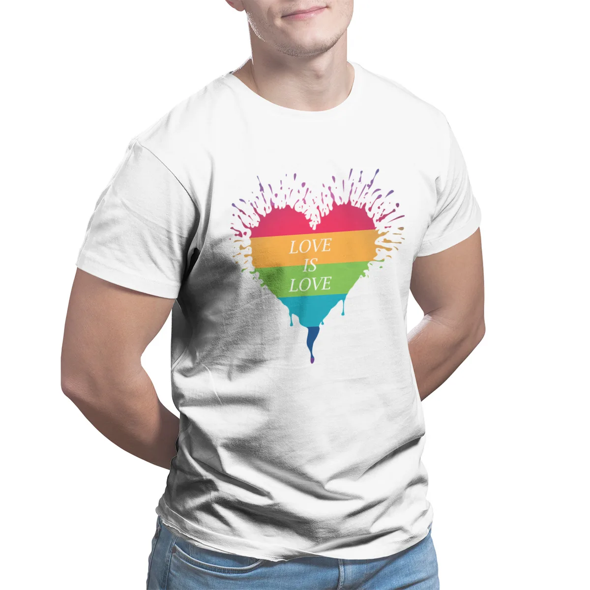 

LOVE IS LOVE Men's T-shirt Custom 100% Cotton Funny Cosplay Retro T-shirt 24712
