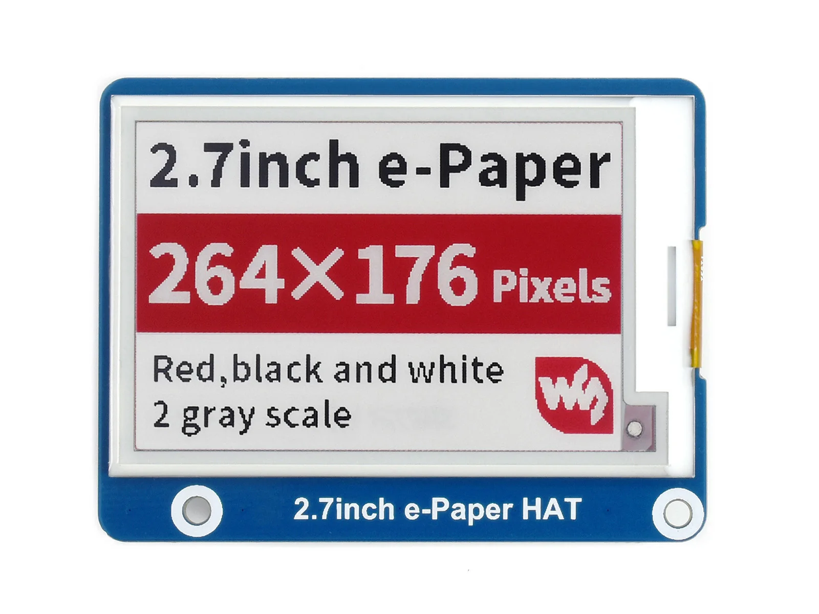 

Waveshare 2.7inch E-Paper E-Ink Display HAT (B) For Raspberry Pi, 264×176 Pixels, Red / Black / White Three-Color, SPI Interface