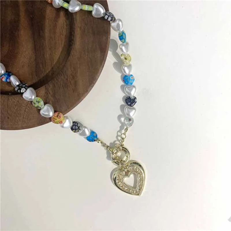 Модное геометрическое ожерелье в богемном стиле с жемчужинами и цветами любви