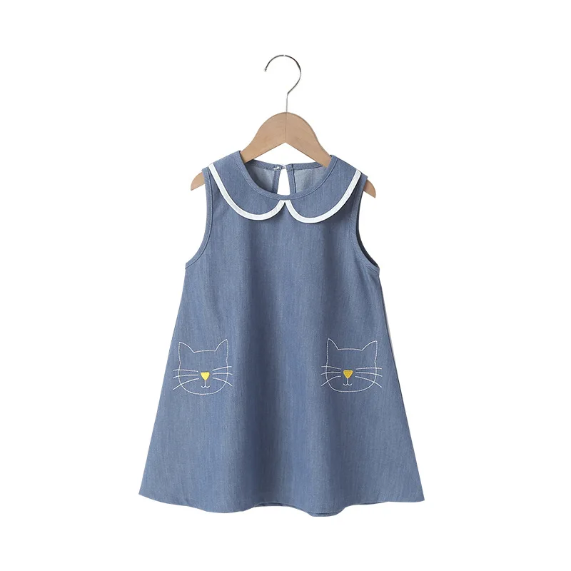 

Summer 2021 New Arrivals Girls Summer Style Dress Sleeveless Print Cat Cute A-Line Girl Cake Dress Vestidos 18M-6T