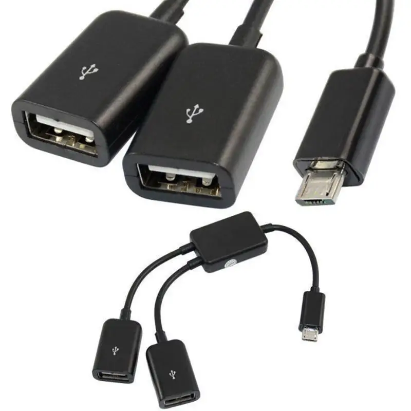 Кабель-концентратор с Micro USB /Type C на OTG двухпортовый Y-образный разветвитель