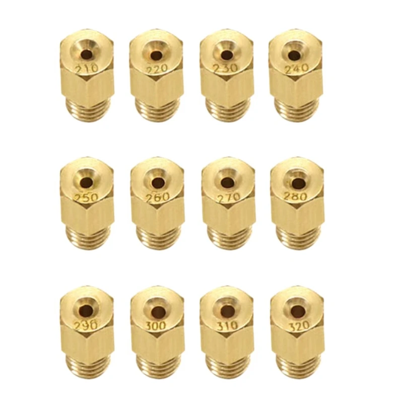 

12Pcs Carburetor Carb M5 Hex Head Style Main Jets - 210,220, 230, 240, 250, 260, 270,280,290,300,310,320