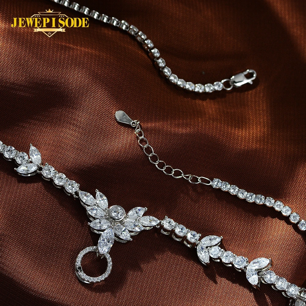 

Jewepisode 100% 925 Sterling Silver Created Moissanite Diamond Gemstone Universal Chain Necklace Charm Necklaces Can Set Pendant