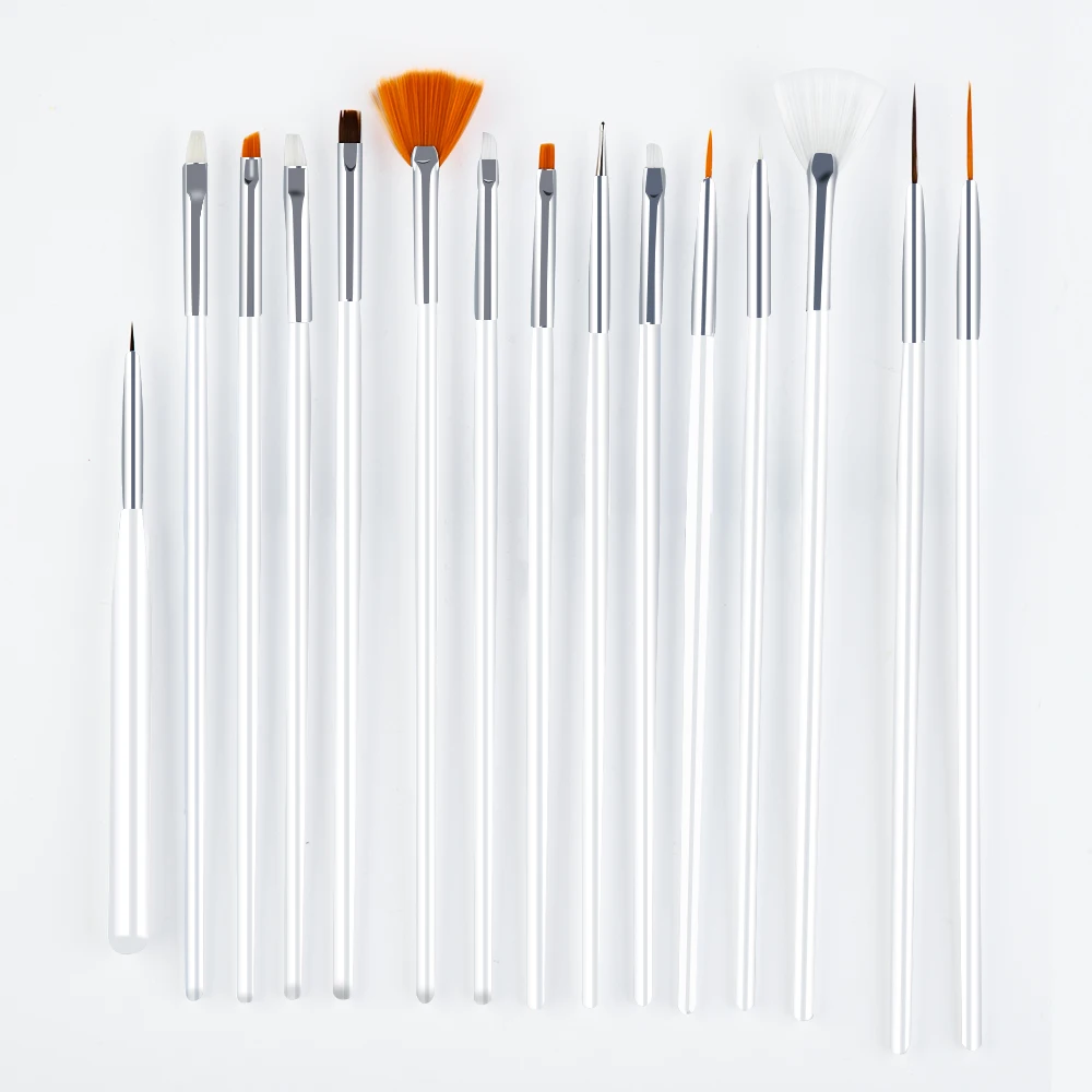 White 15pcs LadyMisty 15 шт. Кисти для маникюра ногтей лайнер для рисования Ручка Акриловая кисть для дизайна ногтей кисти для УФ-геля инструмент для маникюра - Цвет: White 15pcs