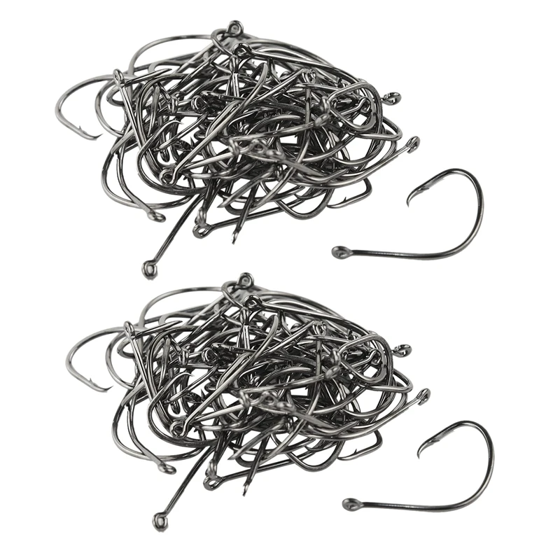 

100 x химически заточенные Круг Осьминог рыболовные Крючки рыболовные снасти черные #2/0 & #3/0