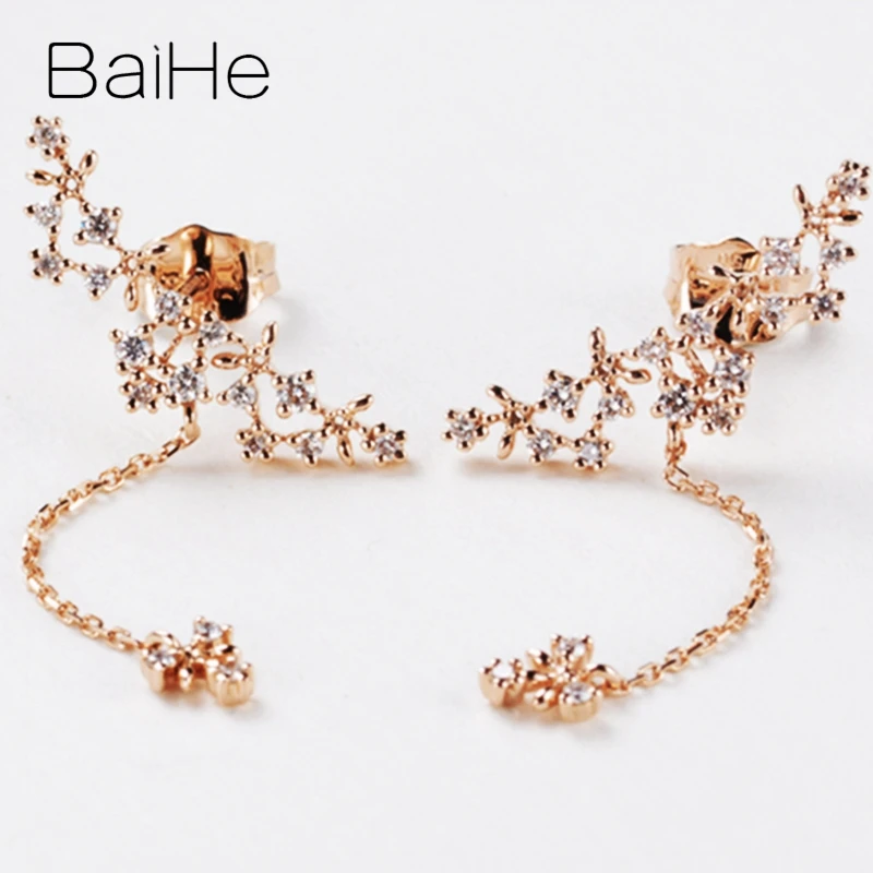 Серьги-гвоздики из 18-каратного розового золота с натуральными бриллиантами H/SI |