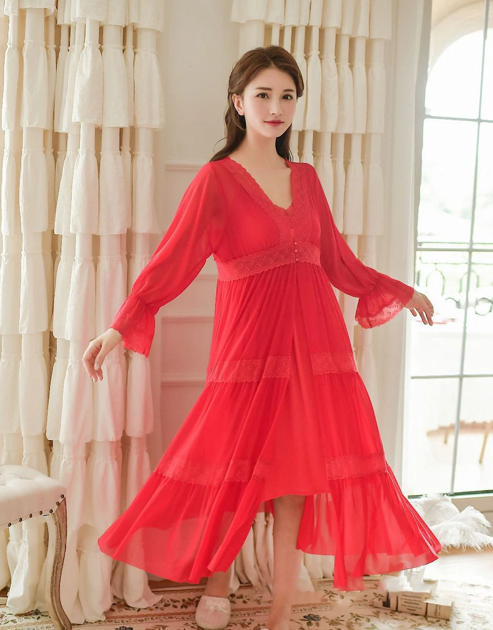 Женская ночная рубашка, халат, Vestido, ночное белье, платье для сна, белье с длинным рукавом, кружевное Ночное платье, пижама, халат для подружки невесты