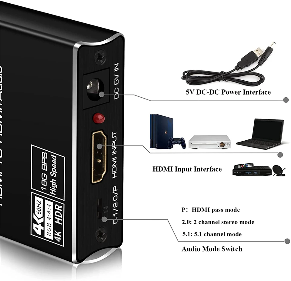 2022 лучший аудио экстрактор eARC HDMI 2 0 4K 60 Гц RGB8:8:8 HDR сплиттер преобразователь в