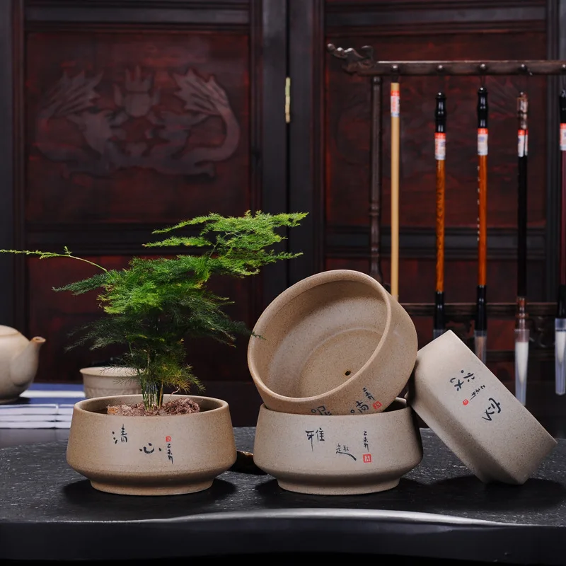 Каменная глина старого рока цветочный горшок креативный перфорированный