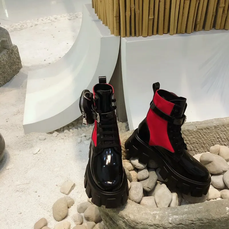 Goede Platform Vrouw Laarzen Verwijderbare Pouch Echt Leer Ronde Neus Enkel Dames Laarzen 2020 Nieuwe Luxe Designer Zapatos De Mujer