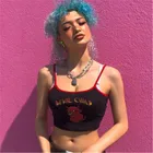 Женский облегающий топ с открытой спиной, сексуальная уличная рубашка с принтом демонов, летний укороченный топ на бретелях, Женская мода 2020