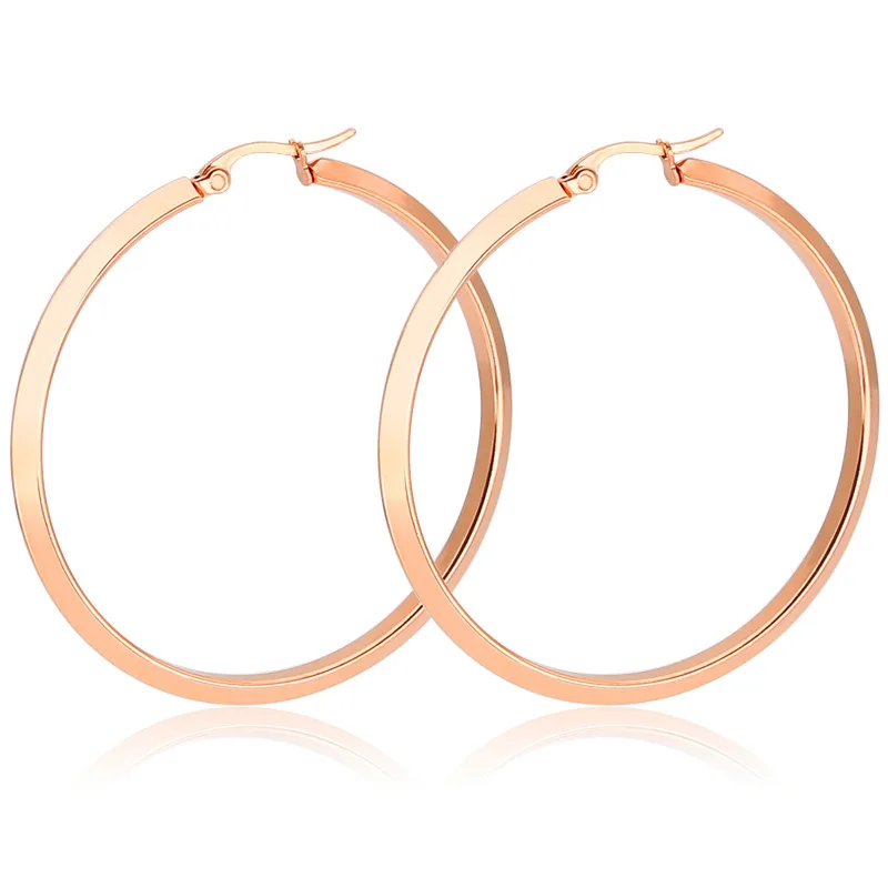 

AsJerlya 1Pair Stainless Steel Hoop Earrings Big Circle Earring Fashion Jewelry For Women Girls Steampunk Korean Earrings