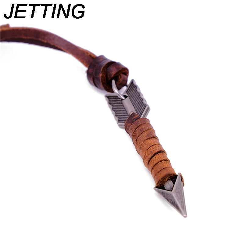 Модные мужские винтажные кожаные ожерелья в стиле панк с дикой стрелой подвески