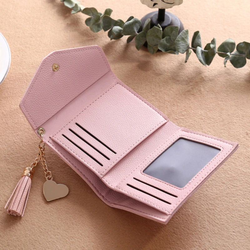 

Short Wallet Tassel Pendant Lychee Wallet Multi-Card High Quality Small Fresh Small Fresh Wallet Portable Women Coin Purse