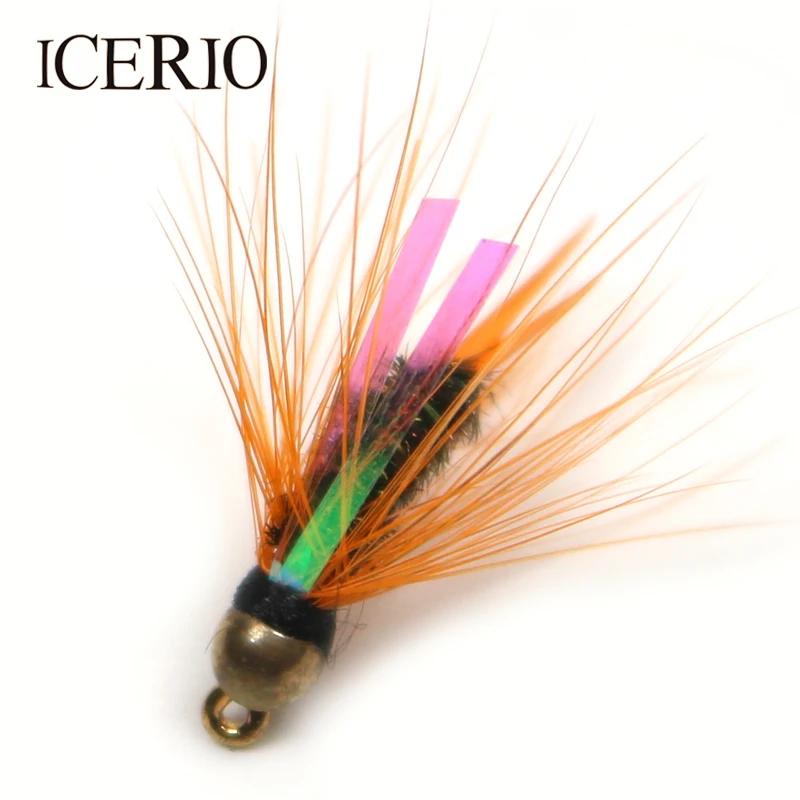 ICERIO 8 шт. латунные бусины с головкой Hackle Flash Prince Nymph приманки на форель для ловли