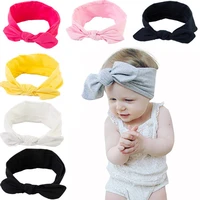 baby hair accessories solid color soft cotton knotted bunny ears headband girls cute headband headband 8 colors hair jewelry