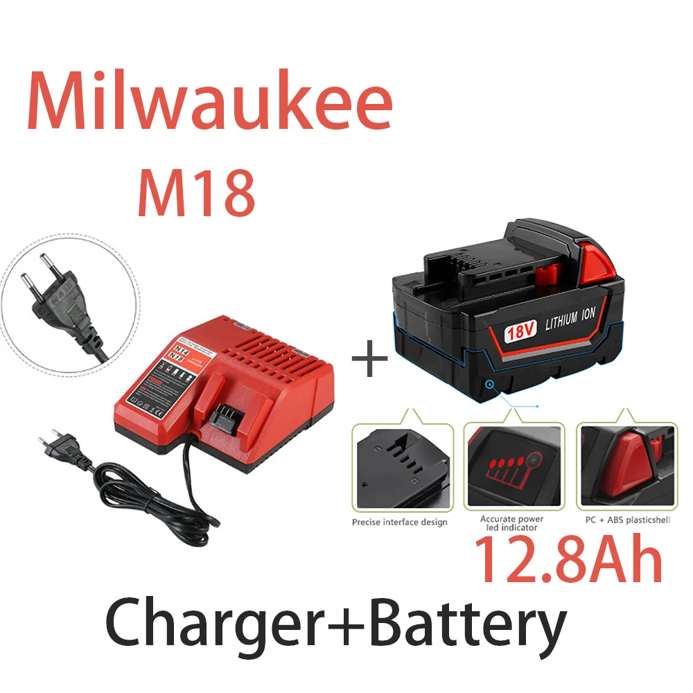 Оригинальный сменный литий ионный аккумулятор 18 в 12800 мАч Ач для Milwaukee Xc M18 M18B