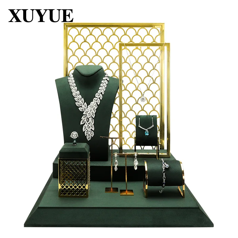 Jewelry jewelry display stand jewelry props factory direct sales of high-end metal window display set necklace display stand