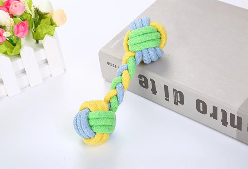 17 см кошка собака игрушка для кусания Макарон из хлопкового каната боковых зубов