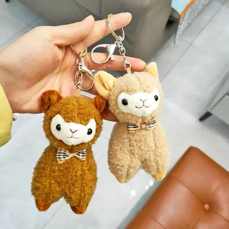 

Cute Bow Tie Alpaca Mini Smile Soft Cotton Animal Plush Stuffed Doll Toy Key Chain Cartoon Bag Pendant Child Girl Birthday Gift