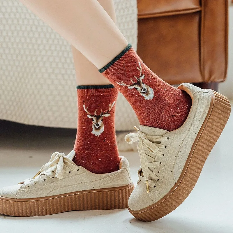 Зимние толстые Искусственные женские носки Jeseca в стиле колледжа винтажная