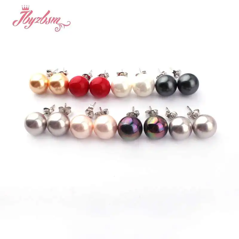 Женские серьги-гвоздики с жемчугом 10 мм | Украшения и аксессуары