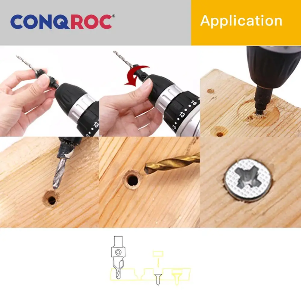 Набор сверл для зенковки с титановым покрытием 1/4 дюйма 6 35 мм 5 шт.|Сверла| |