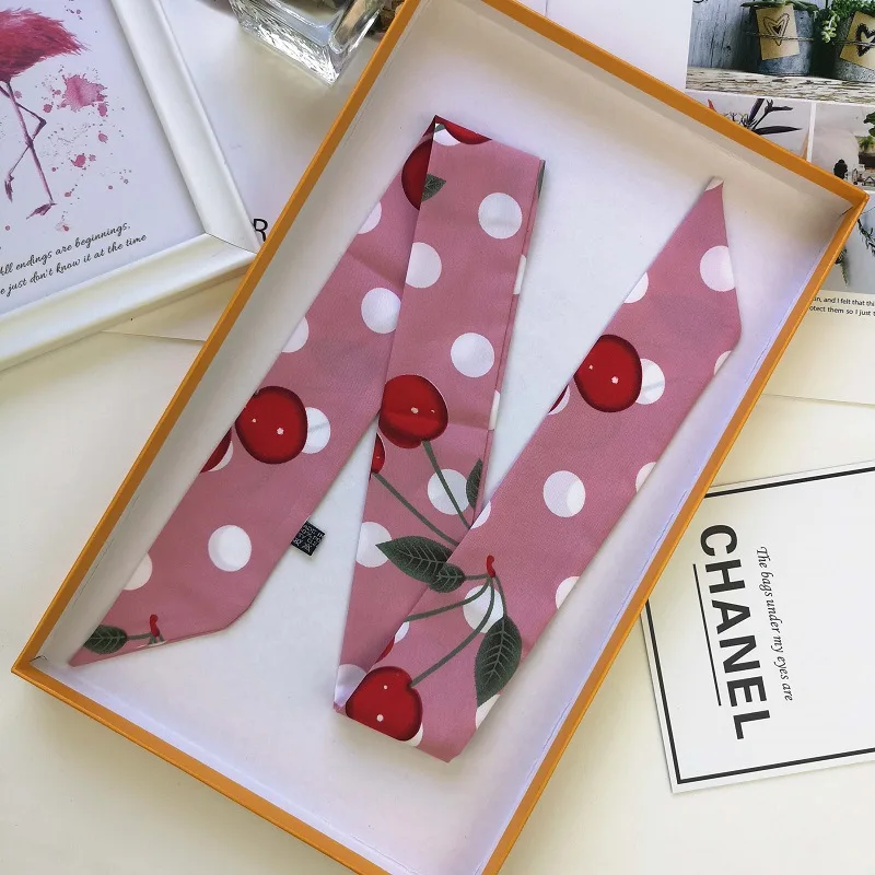 Женский Узкий Шелковый шарф с принтом фруктов роскошный брендовый Модный