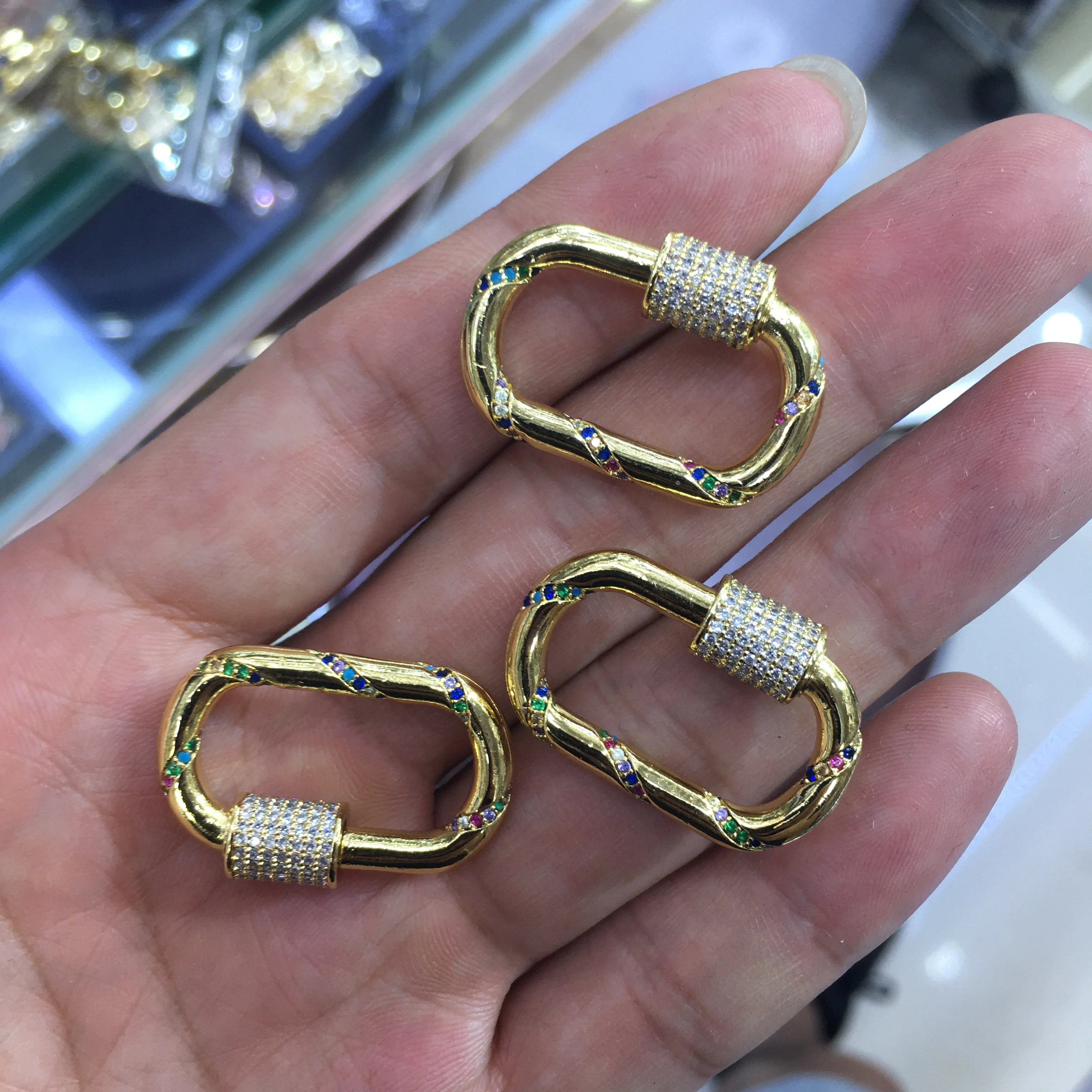 

5 шт овальной формы Болт кулон Радужный кристалл вокруг застежки ювелирные изделия для изготовления ожерелья ювелирные аксессуары для ожер...