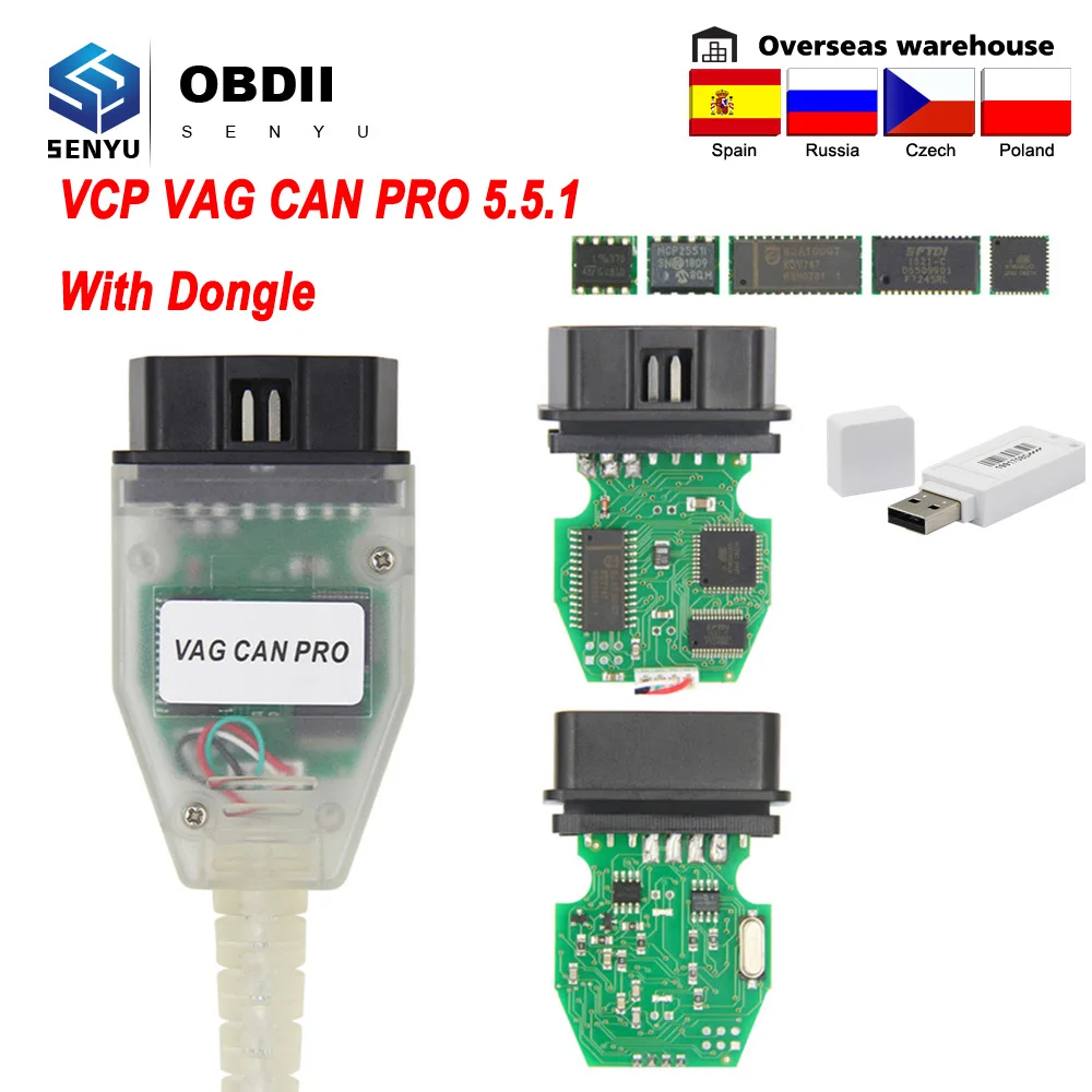 Диагностический кабель VCP VAG Can Pro 5.5.1 с ключом OBD OBD2 для VW/Audi сканер автоматический