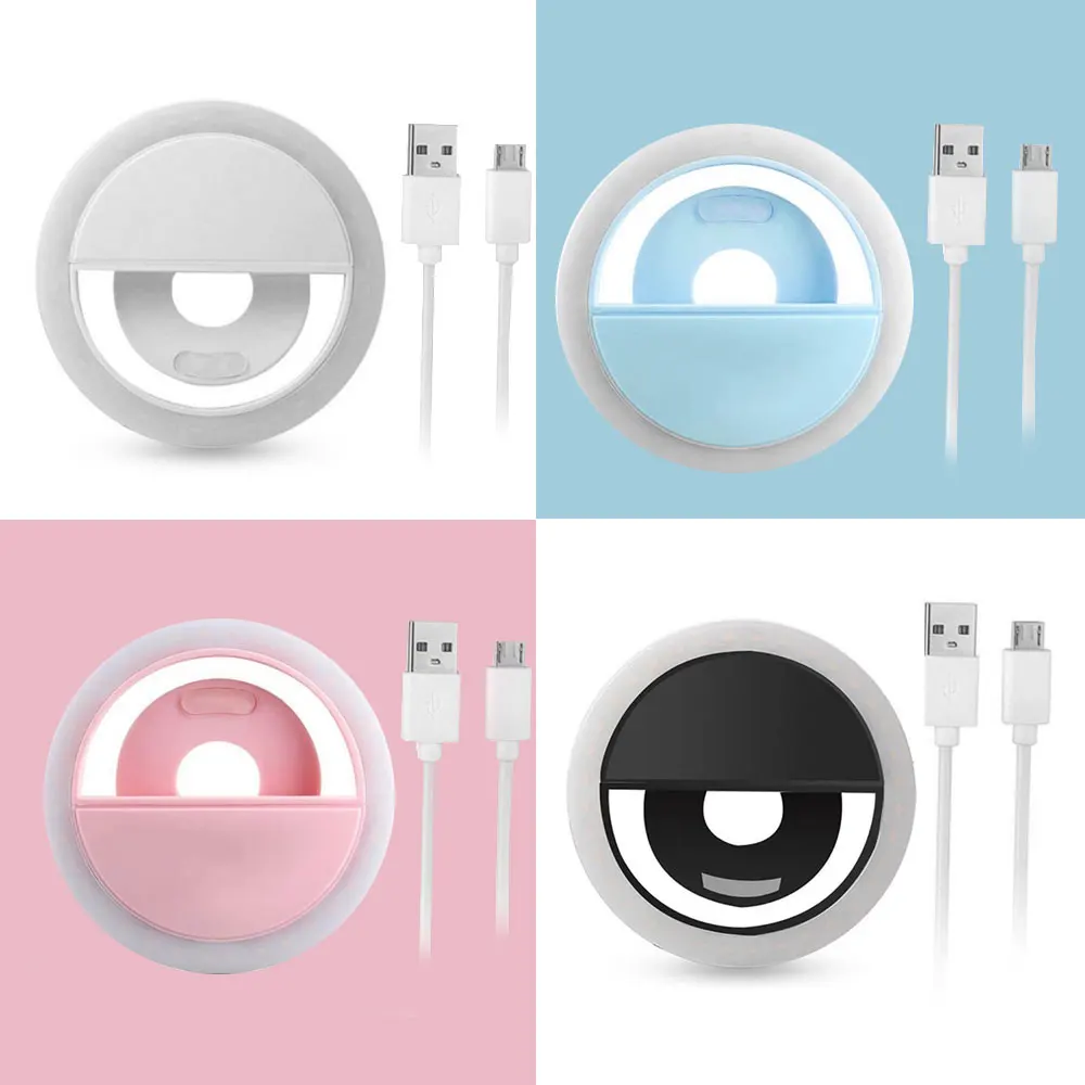 Портативный USB зарядка мини светодиодный селфи кольцо огни макияж вспышка фото