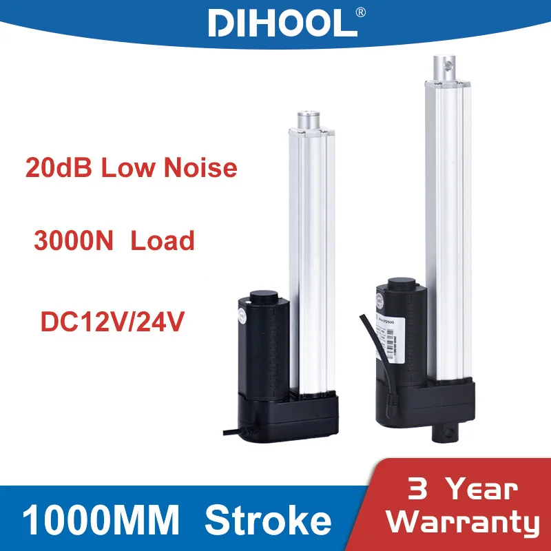 

1000mm Stroke Office Desk Thermal Electric Linear Actuator For Computer Monitor Lift TV 1500N 150kg Fast Speed BLDC Servo Motor