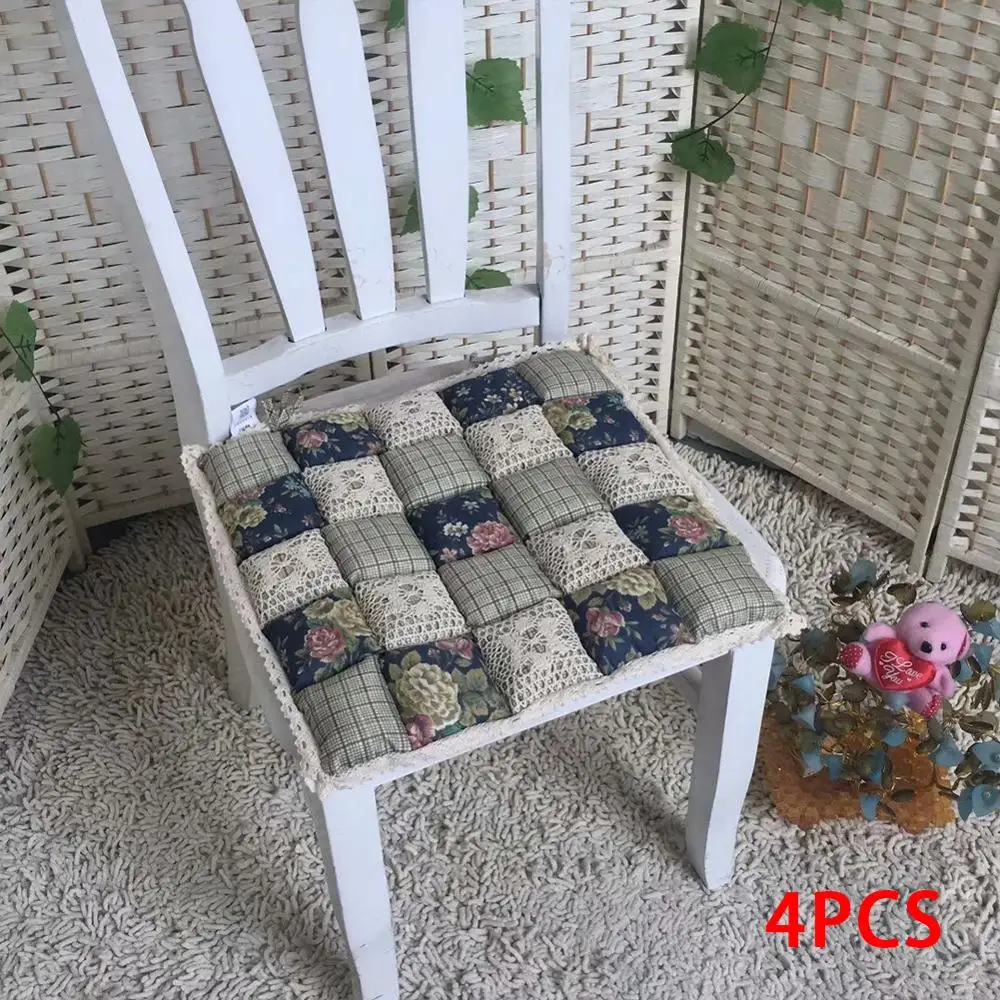4 шт. Нескользящие винтажные Цветочные накладки на сиденья подушка стул сиденье