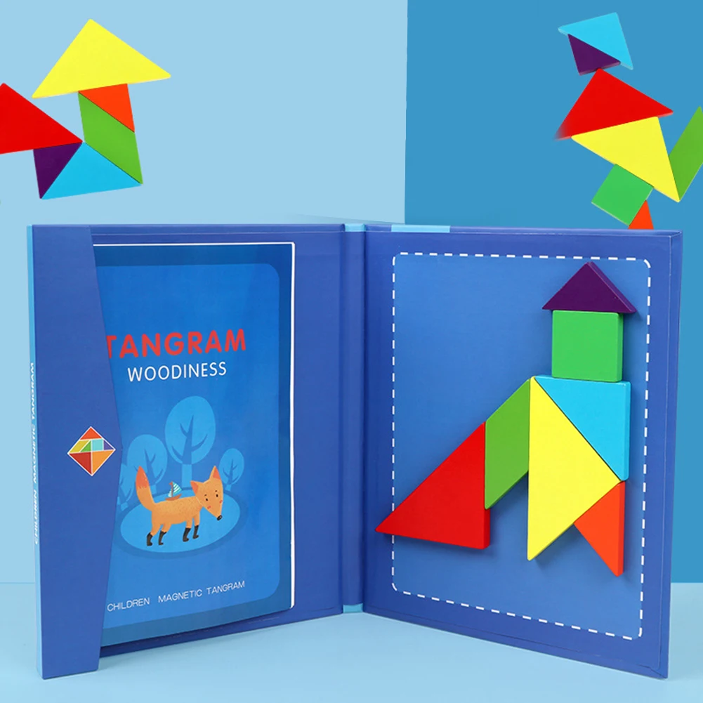 Baby Magnetic Tangram Jigsaw Puzzles Game IQ Book Brain Teaser Education Kids Toy Early Learning Development Toys For Chidlren