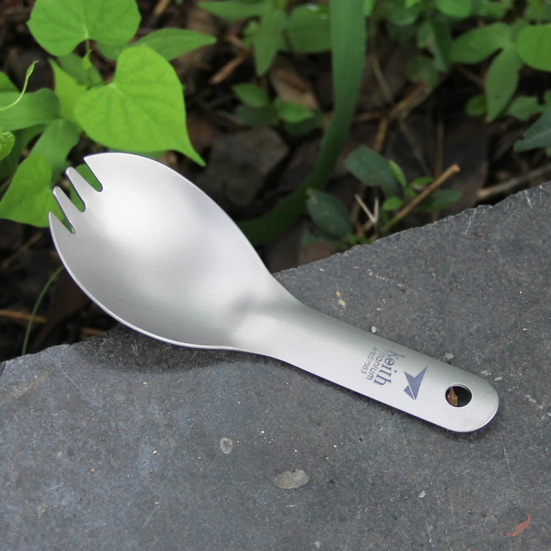 Набор столовых приборов Keith titanium Spork для кемпинга, для детей, для малышей, с короткой ручкой, Титановая Ложка, Для Путешествий, Походов, Ti5312, 13,6 г, с сумкой