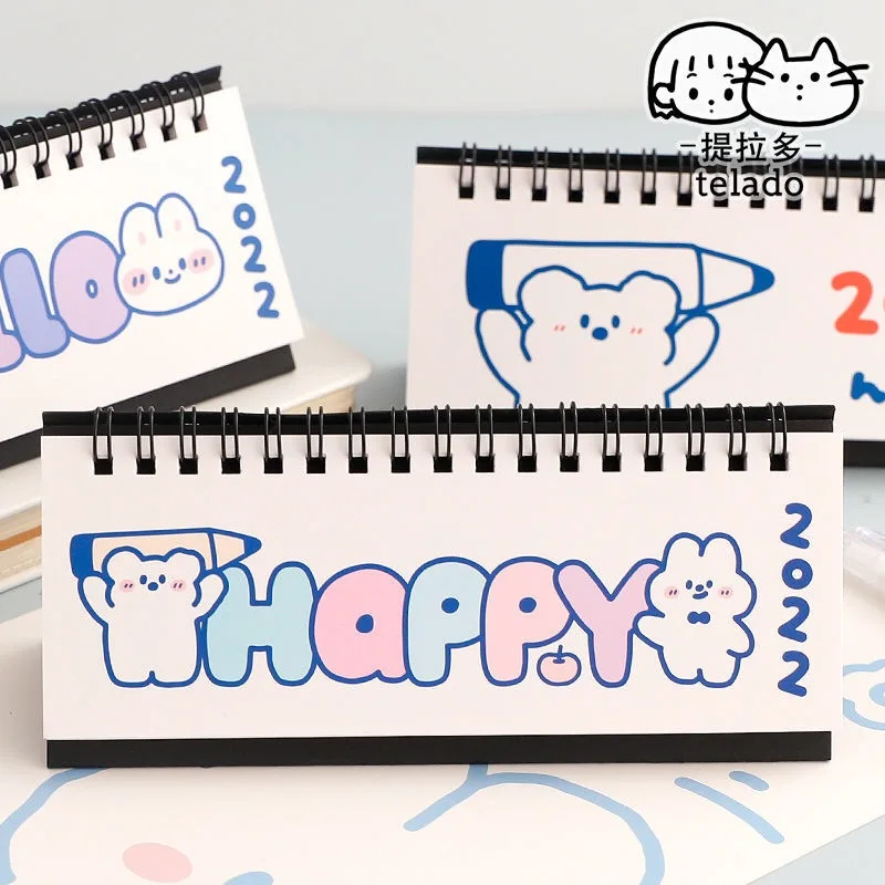 2022 Kawaii Cute Milk Bear Calendar Planner Desktop Desk Calendar Creative notes School Office Stationery images - 6