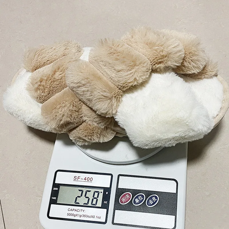 

Spring Women House Slippers Faux Fur Warm Flat Shoes Female Slip On Home Furry Ladies Open Toe Slippers Size 36-41 Wholesale