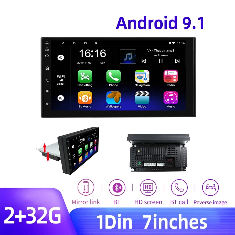 

1 din Car Radio 7" Autoradio Android Car Multimedia MP5 Player GPS DVD Bluetooth FM/USB/AUXCar Stereo Backup Monitor stereo