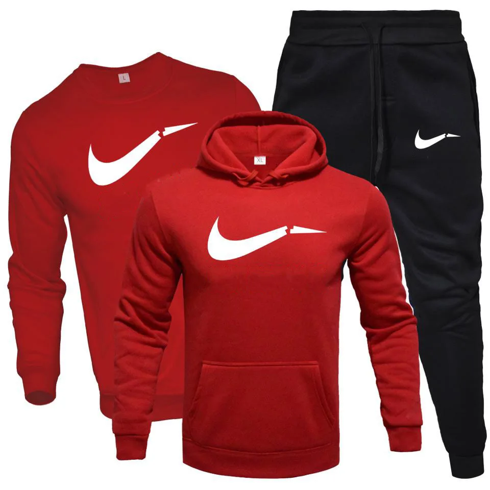 

Men's Fashion Hoodies + Pullover + Pants Three Piece Set Casual Sport 3pcs Set Sportswear Men's Tracksuit