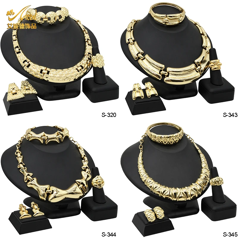 

ANIID Dubai High Quality Gold Jewelry Set African Fashion Woman Party Necklace Bracelet Earring Set Nigerian Wedding Luxury Gift