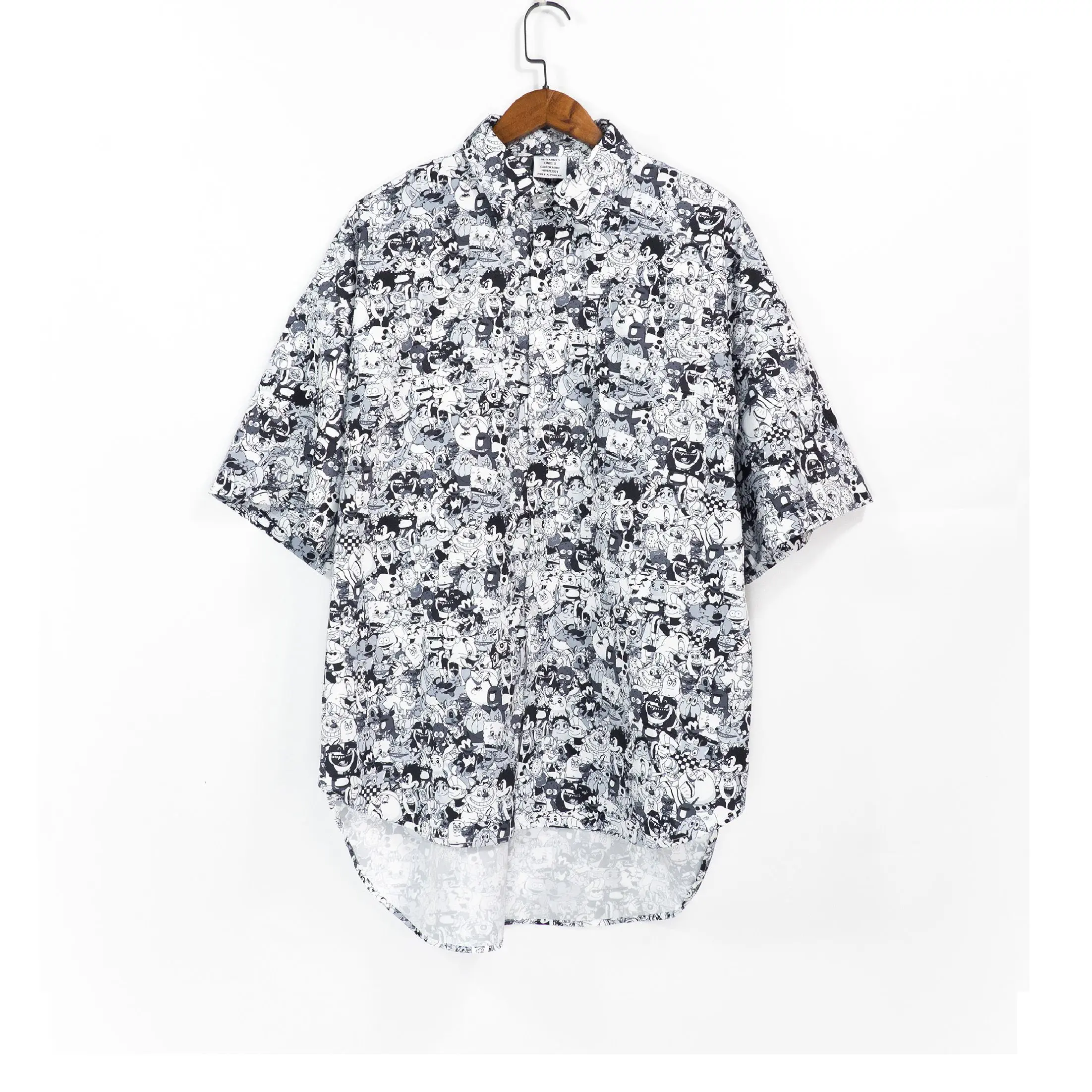 Vetements floral female couple loose street hip-hop trend shirt men's cotton letter printing